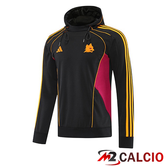 Maglie Calcio Personalizzate,Tute Calcio Squadre,Maglia Nazionale Italiana Calcio | Felpa Con Cappuccio AS Roma Nero 2025/2026