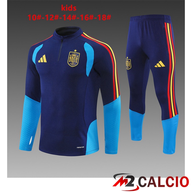 Maglie Calcio Personalizzate,Tute Calcio Squadre,Maglia Nazionale Italiana Calcio | Insieme Tuta Calcio Spagna Bambino Blu Reale 2025/2026