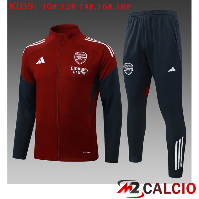 Maglie Calcio Personalizzate,Tute Calcio Squadre,Maglia Nazionale Italiana Calcio | Insieme Tuta Calcio - Giacca Arsenal Bambino Rosso 2025/2026