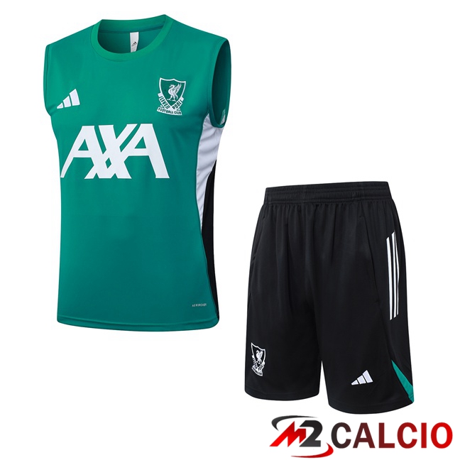 Maglie Calcio Personalizzate,Tute Calcio Squadre,Maglia Nazionale Italiana Calcio | Canotta Allenamento FC Liverpool + Pantaloncini Verde 2025/2026