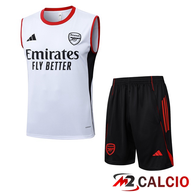 Maglie Calcio Personalizzate,Tute Calcio Squadre,Maglia Nazionale Italiana Calcio | Canotta Allenamento Arsenal + Pantaloncini Bianco 2025/2026