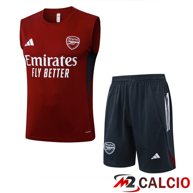 Maglie Calcio Personalizzate,Tute Calcio Squadre,Maglia Nazionale Italiana Calcio | Canotta Allenamento Arsenal + Pantaloncini Rosso 2025/2026