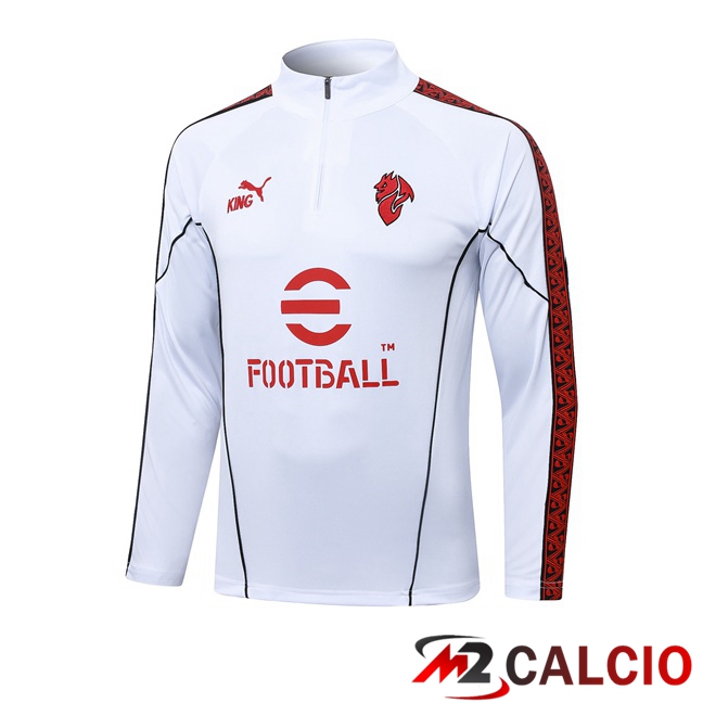 Maglie Calcio Personalizzate,Tute Calcio Squadre,Maglia Nazionale Italiana Calcio | Felpa Allenamento AC Milan Bianco 2025/2026