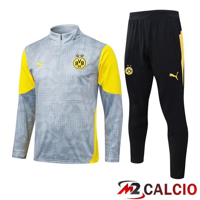 Maglie Calcio Personalizzate,Tute Calcio Squadre,Maglia Nazionale Italiana Calcio | Insieme Tuta Calcio Dortmund BVB Grigio 2025/2026