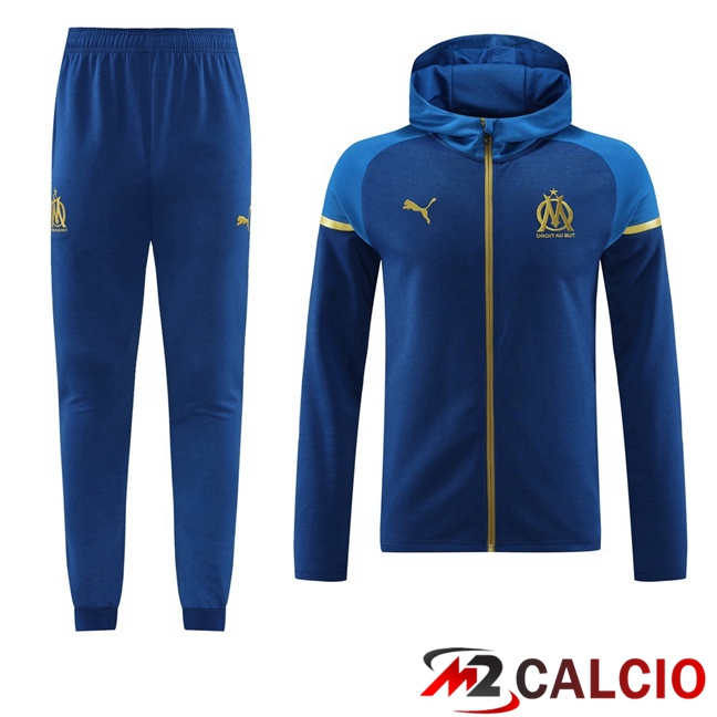 Maglie Calcio Personalizzate,Tute Calcio Squadre,Maglia Nazionale Italiana Calcio | Tuta Calcio - Giacca A Vento Marsiglia OM Blu Reale 2025/2026