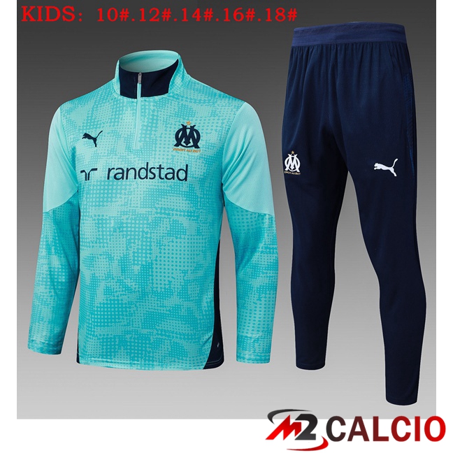 Maglie Calcio Personalizzate,Tute Calcio Squadre,Maglia Nazionale Italiana Calcio | Insieme Tuta Calcio Marsiglia OM Bambino Verde 2025/2026