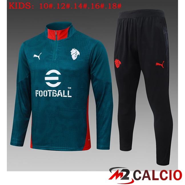 Maglie Calcio Personalizzate,Tute Calcio Squadre,Maglia Nazionale Italiana Calcio | Insieme Tuta Calcio AC Milan Bambino Verde 2025/2026