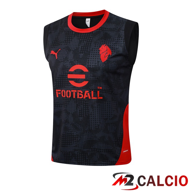 Maglie Calcio Personalizzate,Tute Calcio Squadre,Maglia Nazionale Italiana Calcio | Canotta Allenamento AC Milan Nero 2025/2026