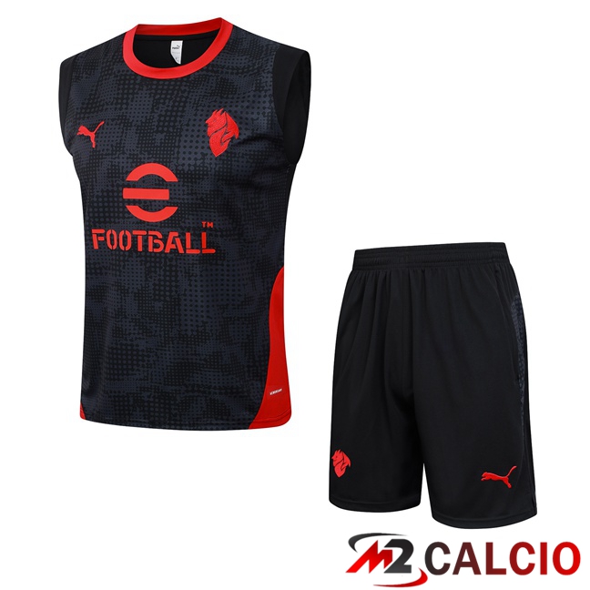 Maglie Calcio Personalizzate,Tute Calcio Squadre,Maglia Nazionale Italiana Calcio | Canotta Allenamento AC Milan + Pantaloncini Nero 2025/2026