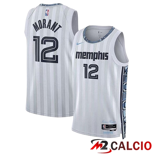 Maglie Calcio Personalizzate,Tute Calcio Squadre,Maglia Nazionale Italiana Calcio | Maglia Memphis Grizzlies (MORANT #12) 2025/26 Bianco