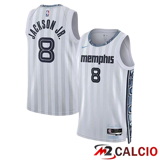 Maglie Calcio Personalizzate,Tute Calcio Squadre,Maglia Nazionale Italiana Calcio | Maglia Memphis Grizzlies (JACKSON JR. #8) 2025/26 Bianco