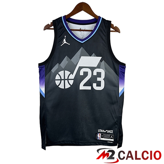 Maglie Calcio Personalizzate,Tute Calcio Squadre,Maglia Nazionale Italiana Calcio | Maglia Utah Jazz (MARKKANEN #23) 2025/26 Nero/Grigio/Viola