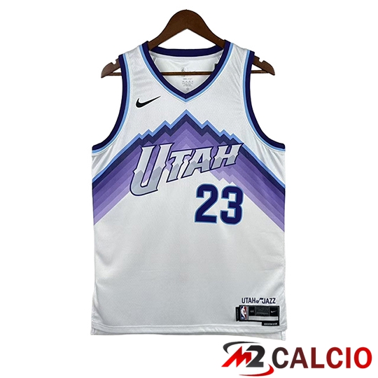 Maglie Calcio Personalizzate,Tute Calcio Squadre,Maglia Nazionale Italiana Calcio | Maglia Utah Jazz (MARKKANEN #23) 2025/26 Bianco/Viola