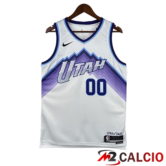 Maglie Calcio Personalizzate,Tute Calcio Squadre,Maglia Nazionale Italiana Calcio | Maglia Utah Jazz (MARKKANEN #00) 2025/26 Bianco/Viola