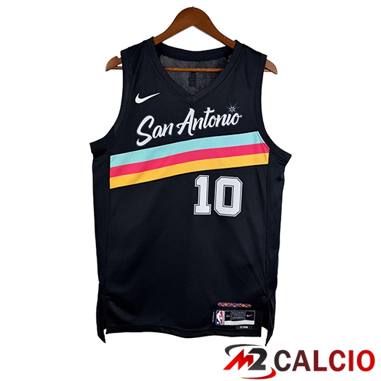 Maglie Calcio Personalizzate,Tute Calcio Squadre,Maglia Nazionale Italiana Calcio | Maglia San Antonio Spurs (SOCHAN #4) 2025/26 Nero