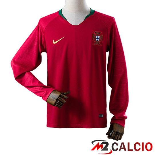 Maglie Calcio Personalizzate,Tute Calcio Squadre,Maglia Nazionale Italiana Calcio | Maglie Calcio Portogallo Retro Prima Manica Lunga 2018