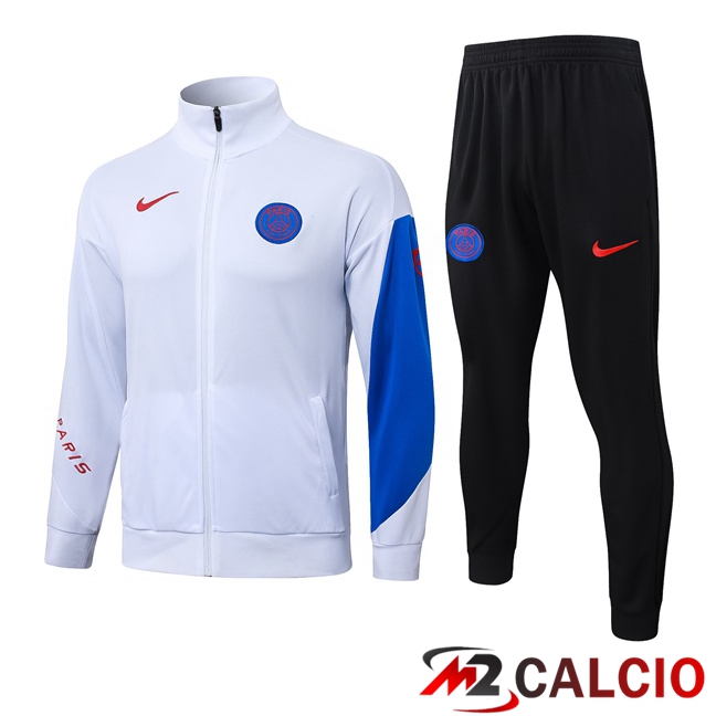 Maglie Calcio Personalizzate,Tute Calcio Squadre,Maglia Nazionale Italiana Calcio | Insieme Tuta Calcio - Giacca Paris PSG Bianco 2025/2026