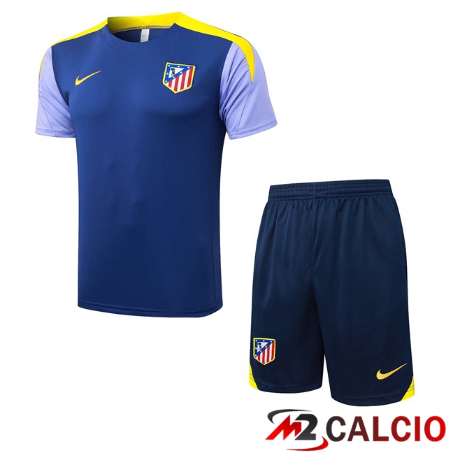 Maglie Calcio Personalizzate,Tute Calcio Squadre,Maglia Nazionale Italiana Calcio | Insieme T Shirt Allenamento Atletico Madrid + Pantaloncini Blu Reale 2025/2026