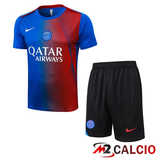 Maglie Calcio Personalizzate,Tute Calcio Squadre,Maglia Nazionale Italiana Calcio | Insieme T Shirt Allenamento FC Barcellona + Pantaloncini Blu Rosso 2025/2026