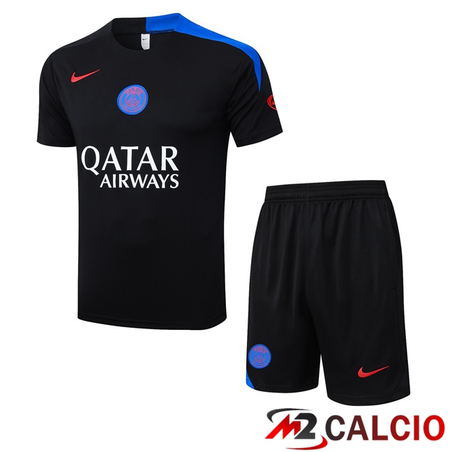 Maglie Calcio Personalizzate,Tute Calcio Squadre,Maglia Nazionale Italiana Calcio | Insieme T Shirt Allenamento Paris PSG + Pantaloncini Nero 2025/2026