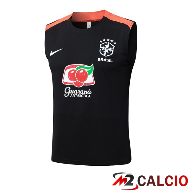 Maglie Calcio Personalizzate,Tute Calcio Squadre,Maglia Nazionale Italiana Calcio | Canotta Allenamento Brasile Nero 2025/2026