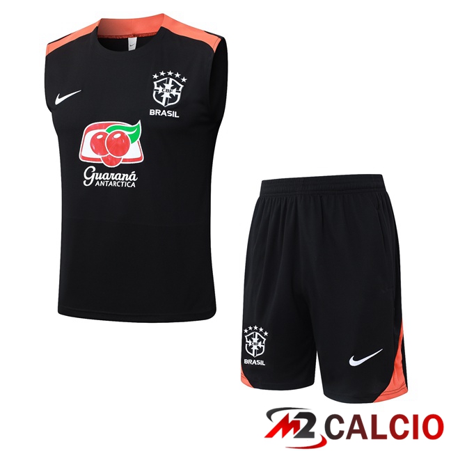 Maglie Calcio Personalizzate,Tute Calcio Squadre,Maglia Nazionale Italiana Calcio | Canotta Allenamento Brasile + Pantaloncini Nero 2025/2026