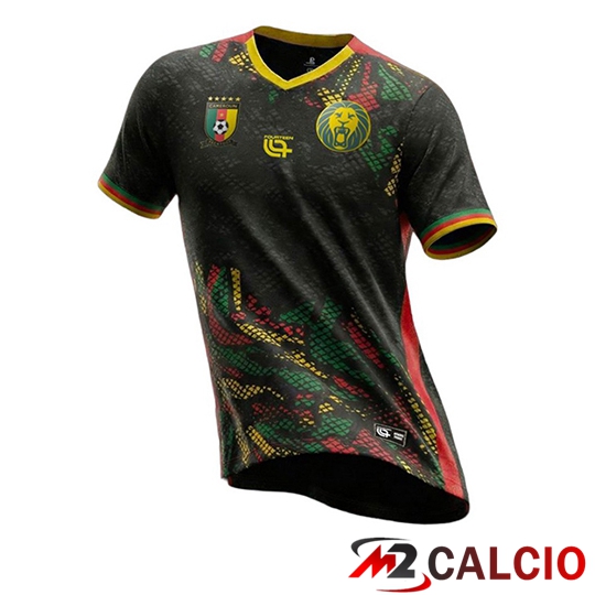 Maglie Calcio Personalizzate,Tute Calcio Squadre,Maglia Nazionale Italiana Calcio | Maglie Calcio Camerun Afcon Special Edition Nero 2025