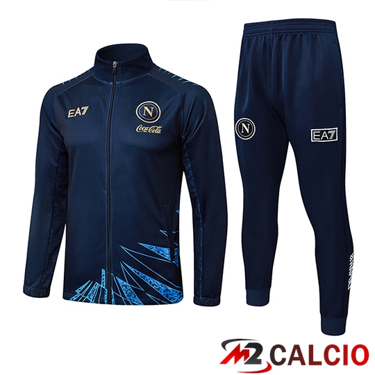 Maglie Calcio Personalizzate,Tute Calcio Squadre,Maglia Nazionale Italiana Calcio | Insieme Tuta Calcio Giacca SSC Napoli Blu Reale 2025/2026