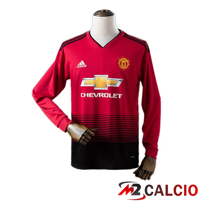 Maglie Calcio Personalizzate,Tute Calcio Squadre,Maglia Nazionale Italiana Calcio | Maglie Calcio Manchester United Retro Prima Manica Lunga Rosso 2018-2019