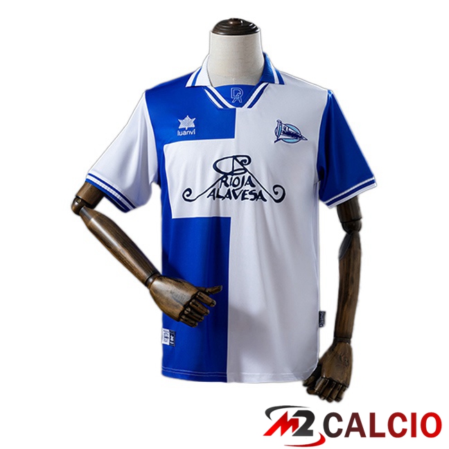 Maglie Calcio Personalizzate,Tute Calcio Squadre,Maglia Nazionale Italiana Calcio | Maglie Calcio Deportivo Alaves Retro Prima Bianco Blu 2000-2001