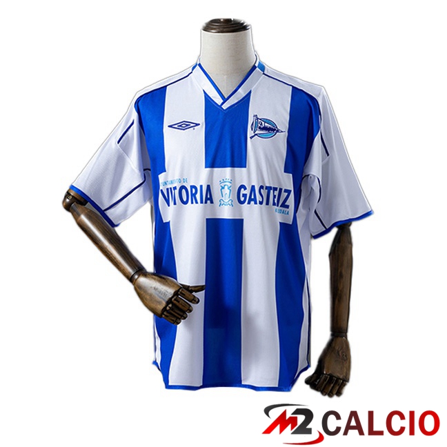Maglie Calcio Personalizzate,Tute Calcio Squadre,Maglia Nazionale Italiana Calcio | Maglie Calcio Deportivo Alaves Retro Prima Bianco Blu 2003-2004