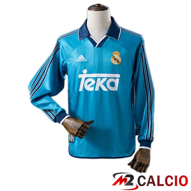 Maglie Calcio Personalizzate,Tute Calcio Squadre,Maglia Nazionale Italiana Calcio | Maglie Calcio Real Madrid Retro Terza Manica Lunga Blu 1999-2000