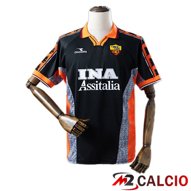Maglie Calcio Personalizzate,Tute Calcio Squadre,Maglia Nazionale Italiana Calcio | Maglie Calcio AS Roma Retro Terza Nero 1998-1999