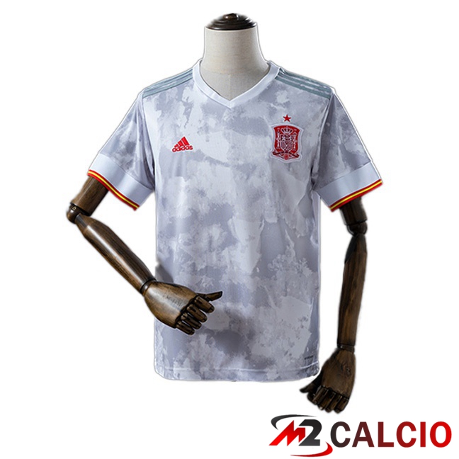 Maglie Calcio Personalizzate,Tute Calcio Squadre,Maglia Nazionale Italiana Calcio | Maglie Calcio Spagna Retro Seconda Bianco 2020