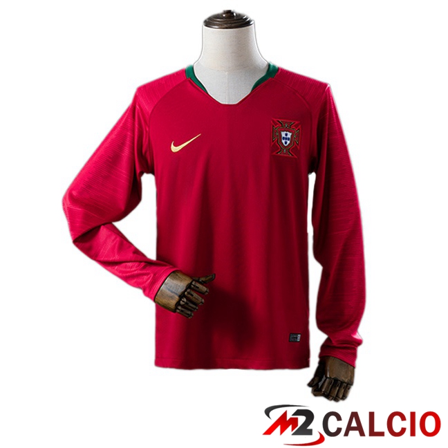 Maglie Calcio Personalizzate,Tute Calcio Squadre,Maglia Nazionale Italiana Calcio | Maglie Calcio Portogallo Retro Prima Manica Lunga Rosso 2020