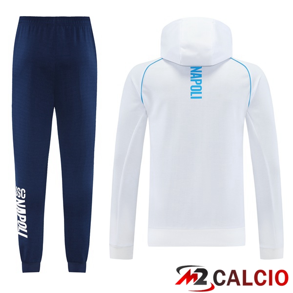Tuta Calcio - Felpa Con Cappuccio SSC Napoli Bianco 2025/2026