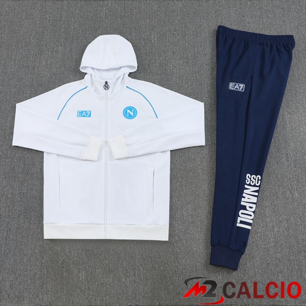 Tuta Calcio - Felpa Con Cappuccio SSC Napoli Bianco 2025/2026