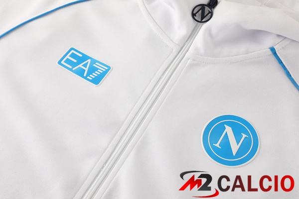 Tuta Calcio - Felpa Con Cappuccio SSC Napoli Bianco 2025/2026