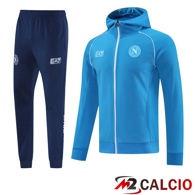 Maglie Calcio Personalizzate,Tute Calcio Squadre,Maglia Nazionale Italiana Calcio | Tuta Calcio - Felpa Con Cappuccio SSC Napoli Blu 2025/2026