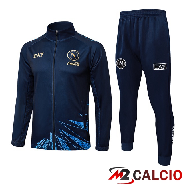 Maglie Calcio Personalizzate,Tute Calcio Squadre,Maglia Nazionale Italiana Calcio | Insieme Tuta Calcio - Giacca SSC Napoli Blu Reale 2025/2026