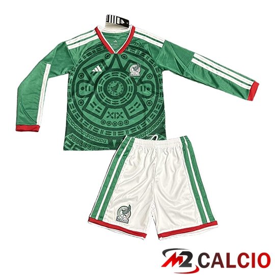 Maglie Calcio Personalizzate,Tute Calcio Squadre,Maglia Nazionale Italiana Calcio | Maglie Calcio Messico Bambino Prima Manica Lunga Coppa Del Mondo 2026