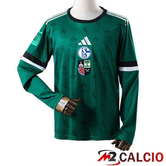 Maglie Calcio Personalizzate,Tute Calcio Squadre,Maglia Nazionale Italiana Calcio | Maglie Calcio Schalke 04 Manica Lunga Special Edition Verde 2025/2026