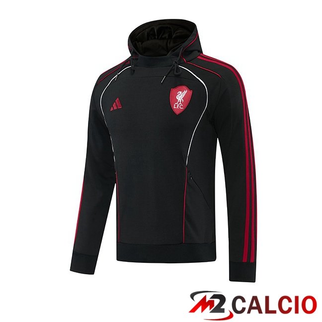 Maglie Calcio Personalizzate,Tute Calcio Squadre,Maglia Nazionale Italiana Calcio | Felpa Con Cappuccio FC Liverpool Nero 2026/2027