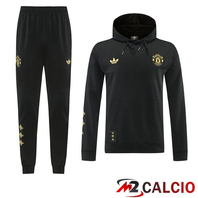 Maglie Calcio Personalizzate,Tute Calcio Squadre,Maglia Nazionale Italiana Calcio | Tuta Calcio - Felpa Con Cappuccio Manchester United Nero 2026/2027