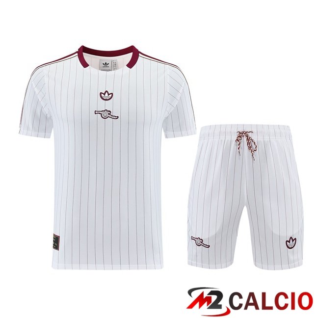 Maglie Calcio Personalizzate,Tute Calcio Squadre,Maglia Nazionale Italiana Calcio | Insieme T Shirt Allenamento Arsenal + Pantaloncini Bianco 2026/2027