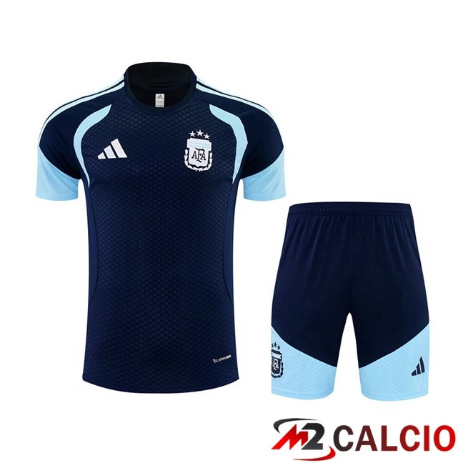 Maglie Calcio Personalizzate,Tute Calcio Squadre,Maglia Nazionale Italiana Calcio | Insieme T Shirt Allenamento Argentina + Pantaloncini Blu Reale 2026/2027