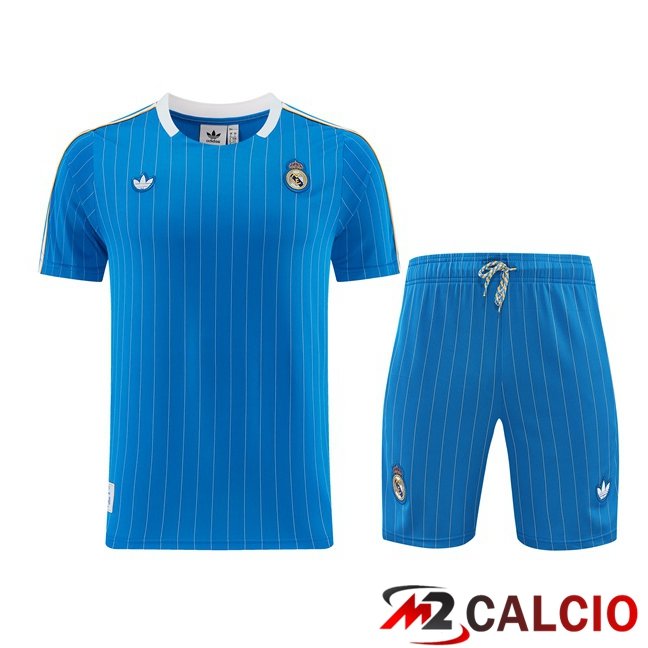 Maglie Calcio Personalizzate,Tute Calcio Squadre,Maglia Nazionale Italiana Calcio | Insieme T Shirt Allenamento Real Madrid + Pantaloncini Blu 2026/2027