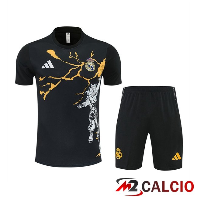 Maglie Calcio Personalizzate,Tute Calcio Squadre,Maglia Nazionale Italiana Calcio | Insieme T Shirt Allenamento Real Madrid + Pantaloncini Nero 2026/2027
