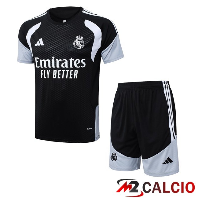 Maglie Calcio Personalizzate,Tute Calcio Squadre,Maglia Nazionale Italiana Calcio | Insieme T Shirt Allenamento Real Madrid + Pantaloncini Nero 2026/2027