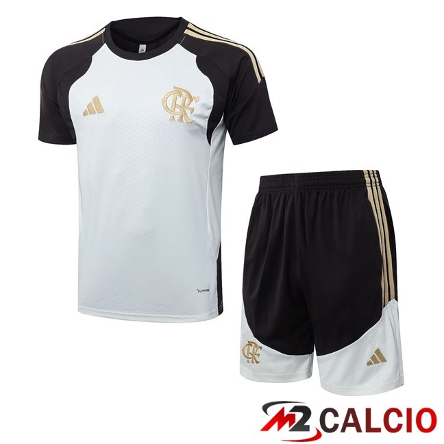 Maglie Calcio Personalizzate,Tute Calcio Squadre,Maglia Nazionale Italiana Calcio | Insieme T Shirt Allenamento Flamengo + Pantaloncini Bianco 2026/2027